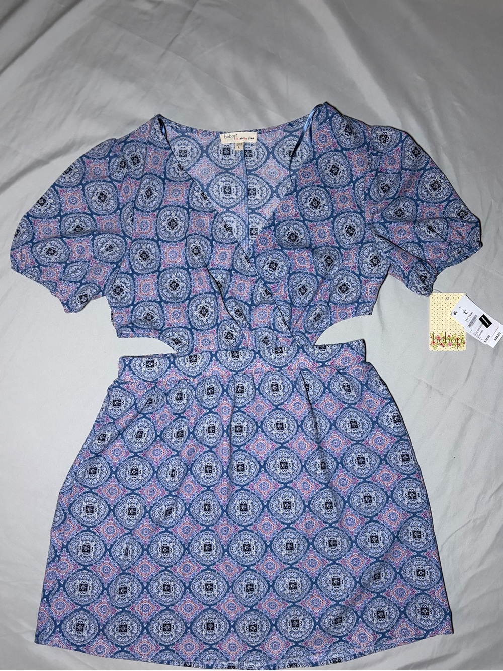 BeBop Blue and Purple Medallion Print Dress with Side Peekaboo’s